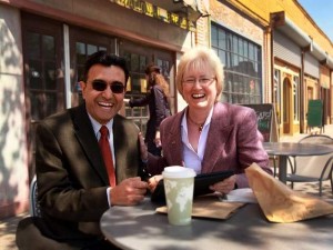 Omar Blaik, president of U3 Ventures, and Henry Ford Health System CEO Nancy Schlichting bask in a beautiful day in Midtown Detroit at the Avalon Bakery on Tuesday. They are working on Midtown's resurgence. / KATHLEEN GALLIGAN/Detroit Free Press Omar Blaik, president of U3 Ventures, and Henry Ford Health System CEO Nancy Schlichting bask in a beautiful day in Midtown Detroit at the Avalon Bakery on Tuesday. They are working on Midtown's resurgence. / KATHLEEN GALLIGAN/Detroit Free Press
