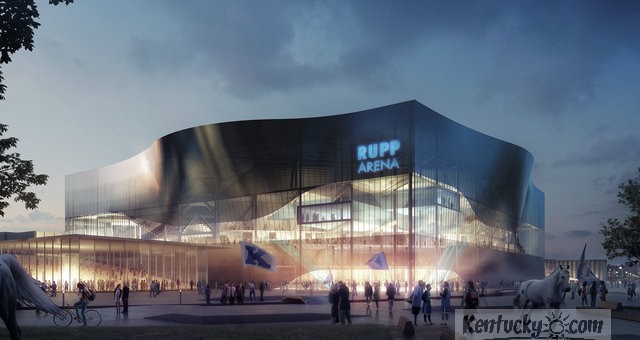 This rendering shows a conceptual view of Rupp Arena from the outside. The project involving Rupp and the surrounding area would take 10 to 20 years. Photo courtesy of SpaceGroup